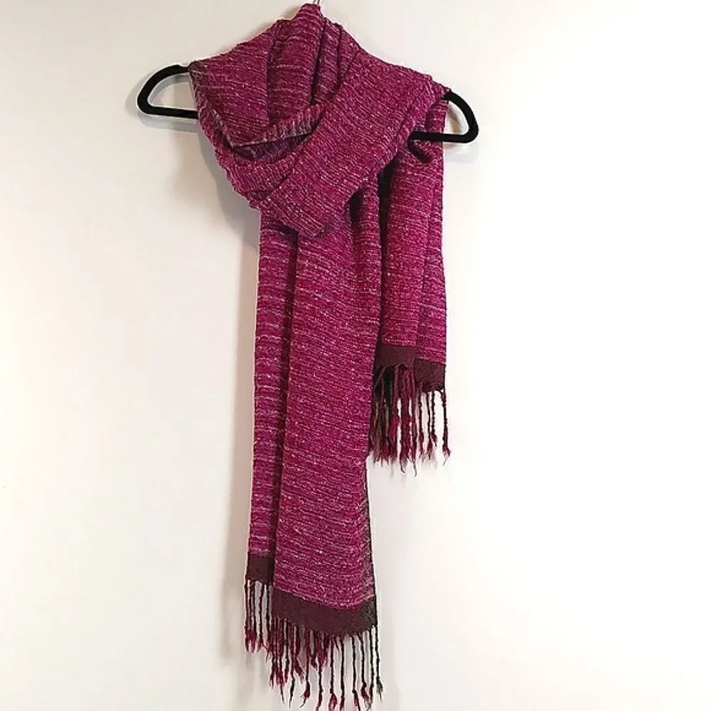 GianMarcoVenturi  Woven Silk Fringed Scarf/Wrap Boho Country Farm Peasant